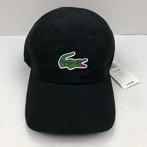 NEW! LACOSTE Mens Sport Polyester Cap-Black/Green
